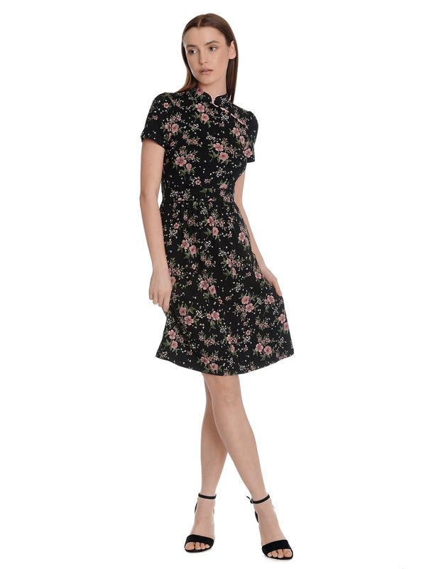 Nastrovje Potsdam Vive Maria Hibiscus Asia Damen A-Linien-Kleid Schwarz Allover