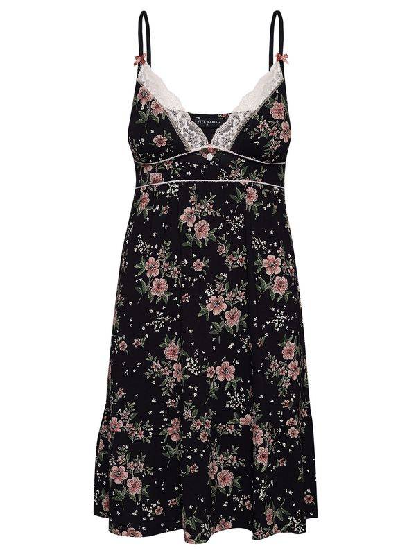 Nastrovje Potsdam Vive Maria Hibiscus Dream Damen Negligée Schwarz Allover