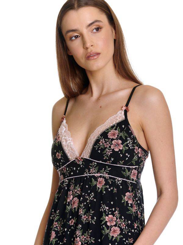 Nastrovje Potsdam Vive Maria Hibiscus Dream Damen Negligée Schwarz Allover