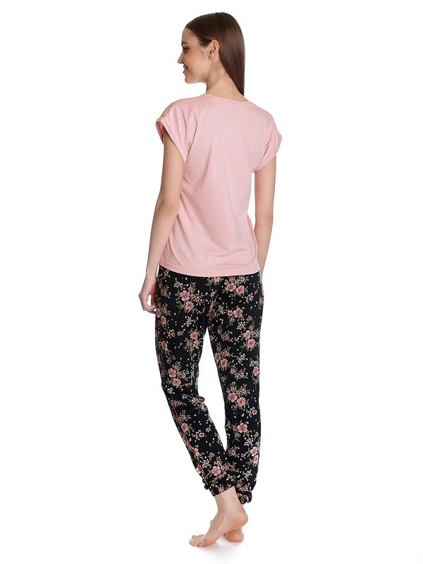 Nastrovje Potsdam Vive Maria Hibiscus Dream Damen Pyjama Lightpink/schwarz Allover