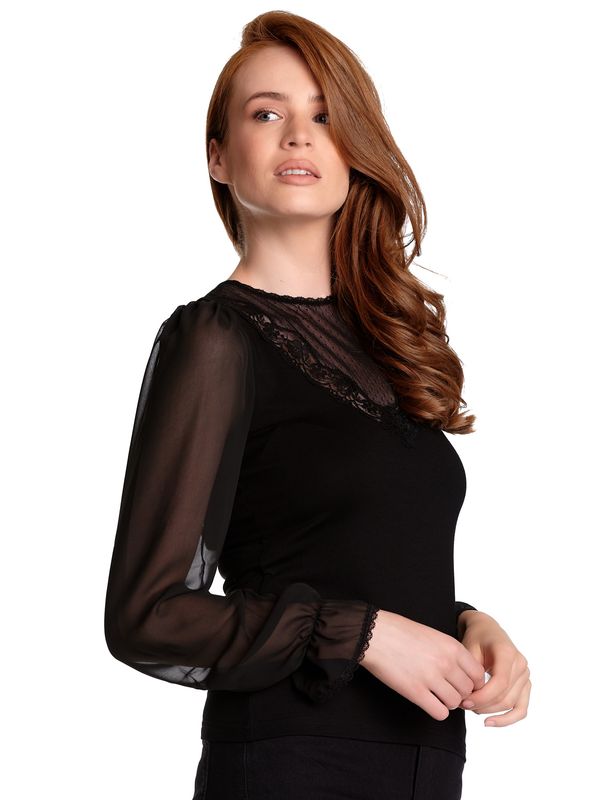 Nastrovje Potsdam Vive Maria Lace Dream Damen Langarmshirt Schwarz