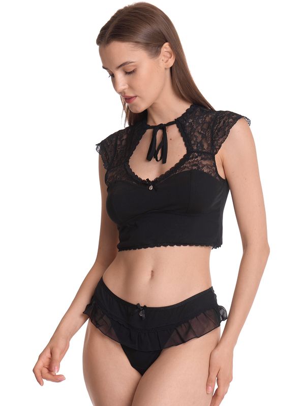 Nastrovje Potsdam Vive Maria Ladylove Damen Wäscheset: Top Mit Slip Schwarz