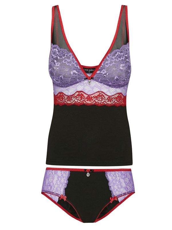 Nastrovje Potsdam Vive Maria Lavender Kiss Damen Wäscheset: Top Mit Panty Lilac/black