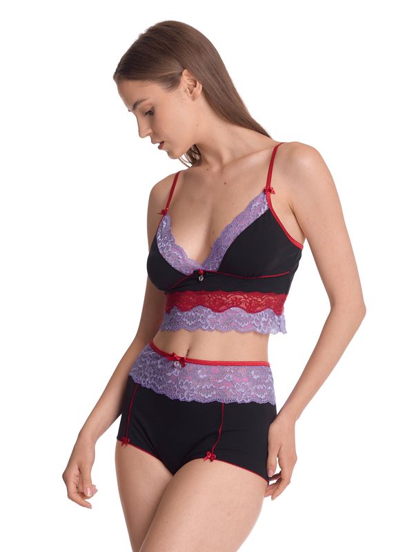 Nastrovje Potsdam Vive Maria Lavender Love Damen Wäscheset: Top Mit Panty Lilac/black