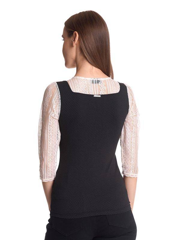 Nastrovje Potsdam Vive Maria Meadow Girl Damen 3/4-Arm-Shirt Creme/schwarz Allover