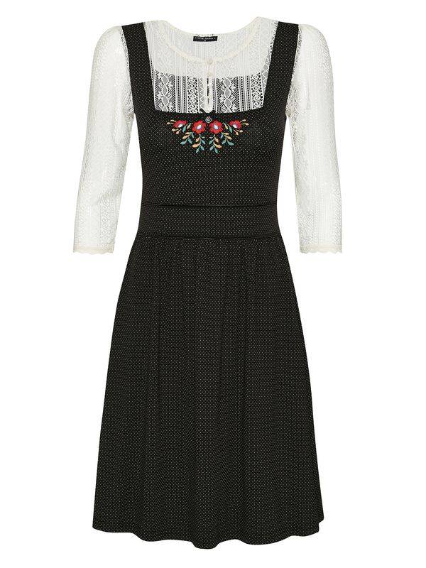 Nastrovje Potsdam Vive Maria Meadow Girl Damen A-Linien-Kleid Creme/schwarz