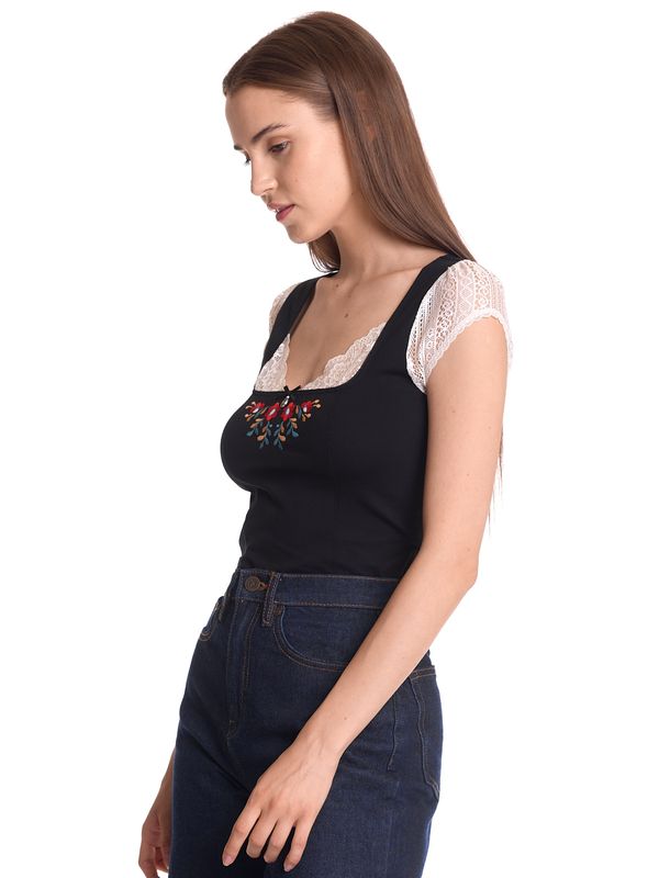 Nastrovje Potsdam Vive Maria Meadow Kiss Damen Spitzentop Schwarz/creme