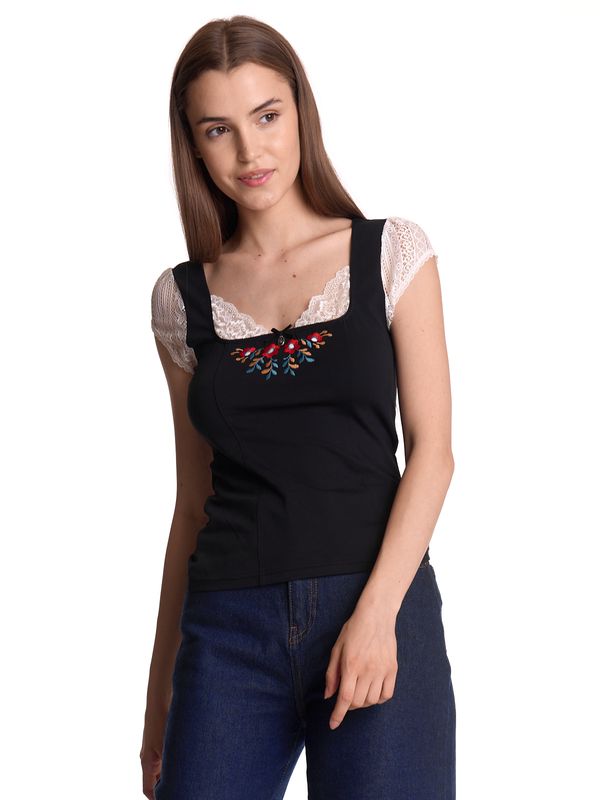 Nastrovje Potsdam Vive Maria Meadow Kiss Damen Spitzentop Schwarz/creme