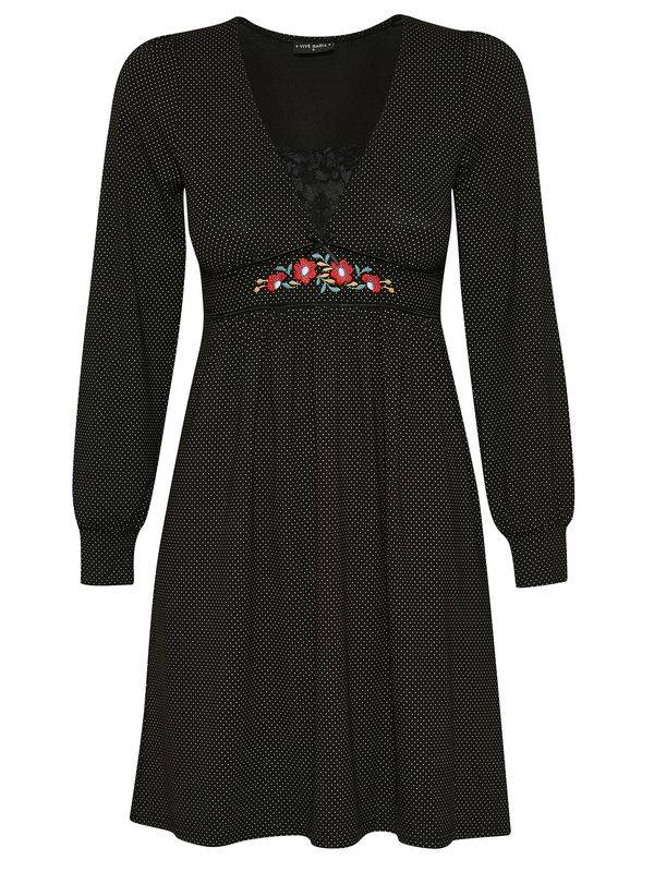 Nastrovje Potsdam Vive Maria Meadow Love Damen A-Linien-Kleid Schwarz Allover