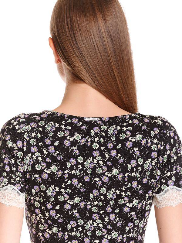 Nastrovje Potsdam Vive Maria Midnight Flower Damen T-Shirt Schwarz Allover