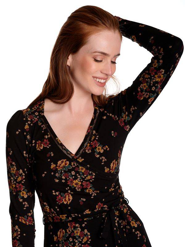 Nastrovje Potsdam Vive Maria My Diary Flower Damen A-Linien-Kleid Schwarz Allover