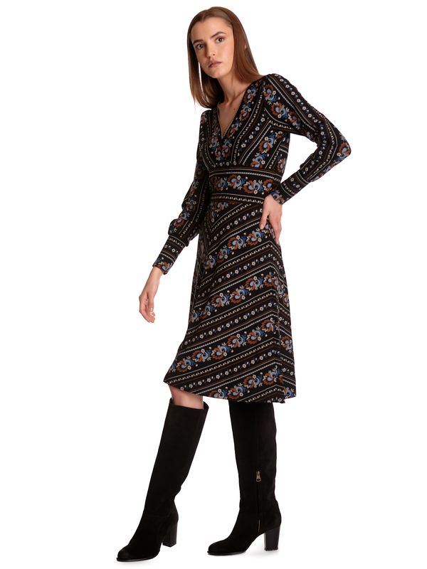 Nastrovje Potsdam Vive Maria Poetry Flower Damen A-Linien-Kleid Schwarz Allover