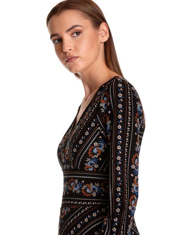 Nastrovje Potsdam Vive Maria Poetry Flower Damen A-Linien-Kleid Schwarz Allover