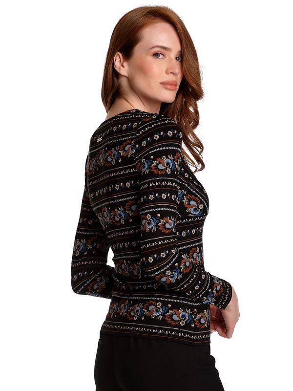 Nastrovje Potsdam Vive Maria Poetry Flower Damen Langarmshirt Schwarz Allover