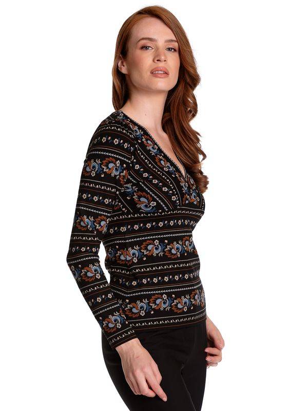 Nastrovje Potsdam Vive Maria Poetry Flower Damen Langarmshirt Schwarz Allover