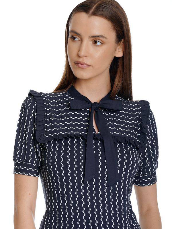 Nastrovje Potsdam Vive Maria Romantic Sailor Damen Blusenshirt Blau Allover