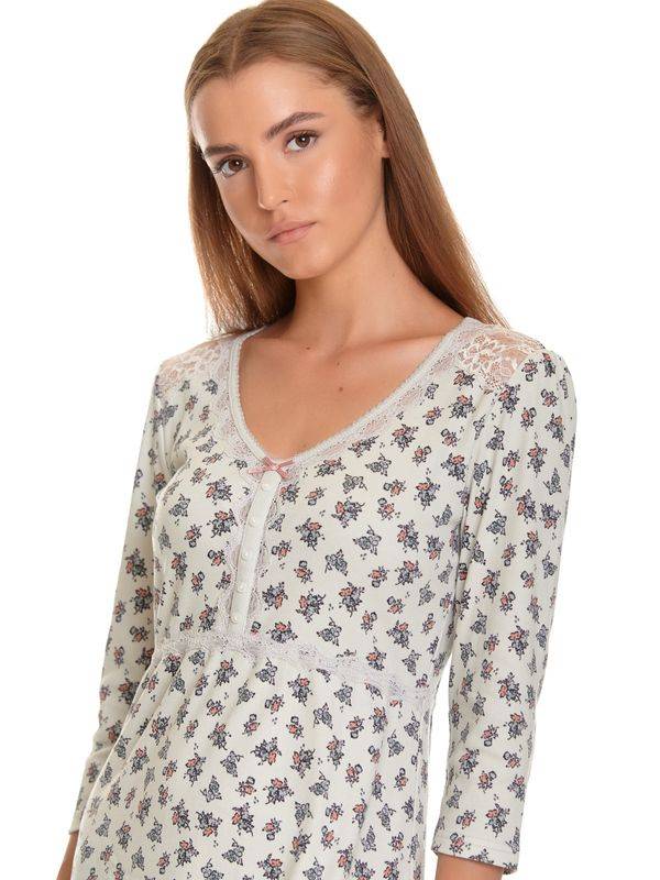 Nastrovje Potsdam Vive Maria Sugar Boudoir Damen Nachthemd Hellgrau Allover