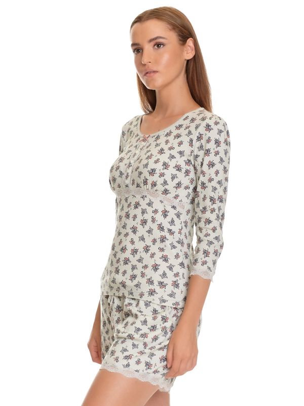 Nastrovje Potsdam Vive Maria Sugar Girl Damen Pyjama Hellgrau Allover