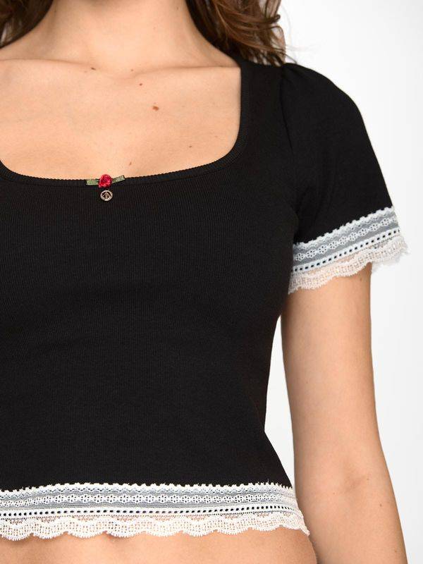 Nastrovje Potsdam Vive Maria Sweet Cropped Shirt Damen T-Shirt Schwarz