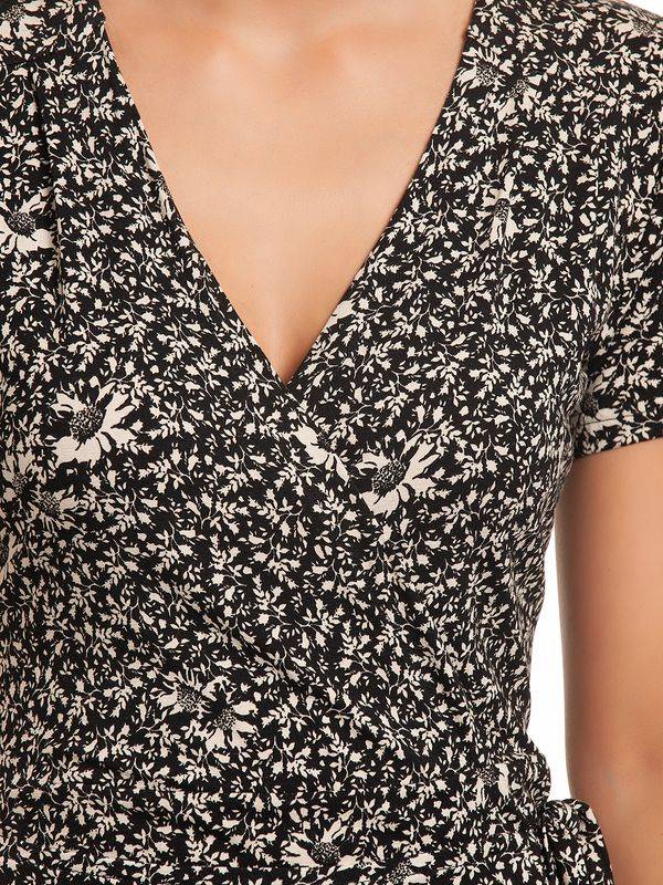 Nastrovje Potsdam Vive Maria Sweet Marguerite Damen Wickelkleid Schwarz Allover