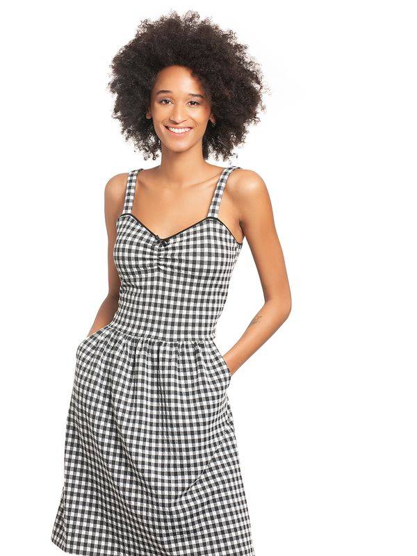 Nastrovje Potsdam Vive Maria Vichy Summer Damen Trägerkleid Schwarz/creme