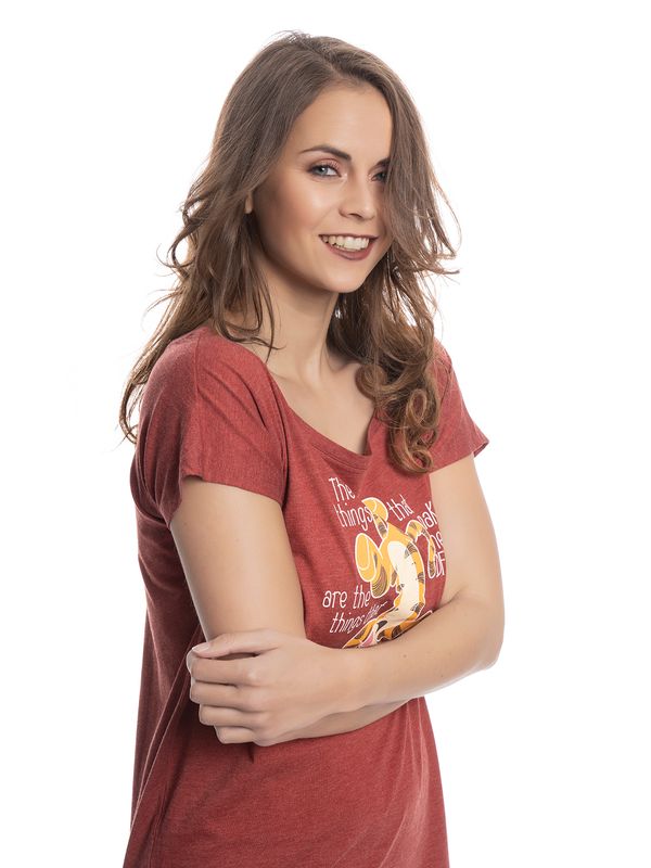 Nastrovje Potsdam Winnie The Pooh Different Damen Loose-Shirt Rot Meliert