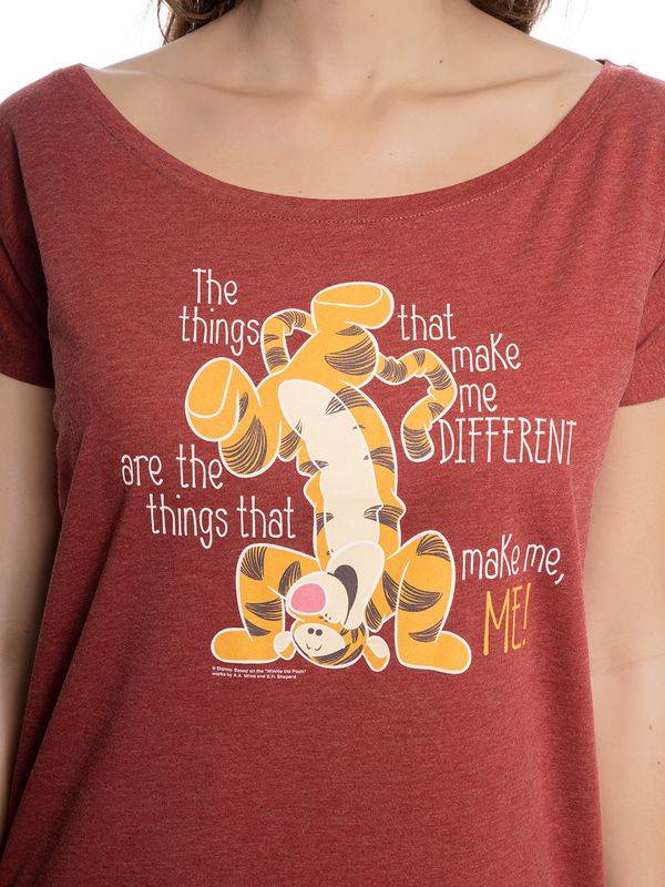 Nastrovje Potsdam Winnie The Pooh Different Damen Loose-Shirt Rot Meliert