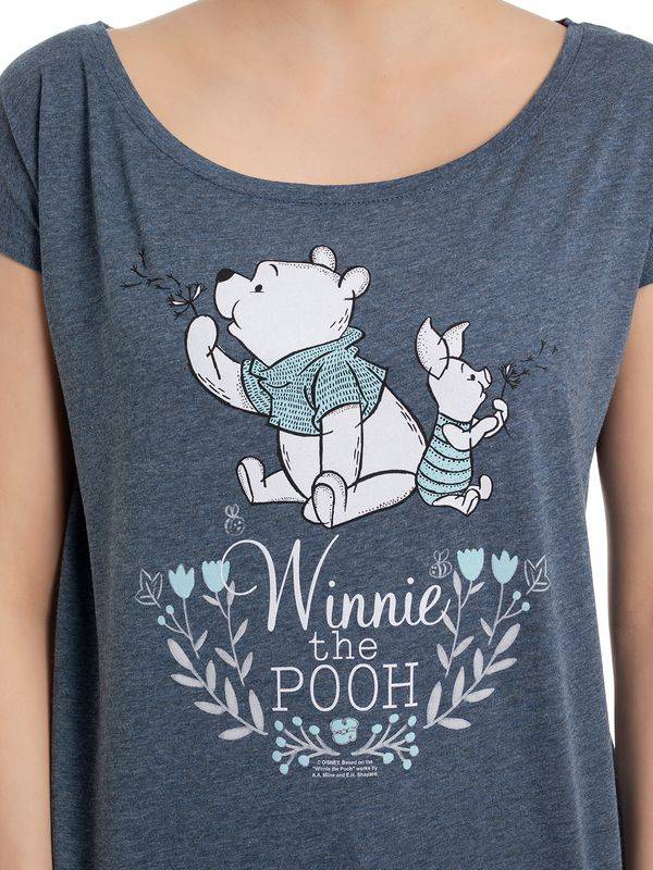 Nastrovje Potsdam Winnie The Pooh Friend Damen Loose-Shirt Blau Meliert