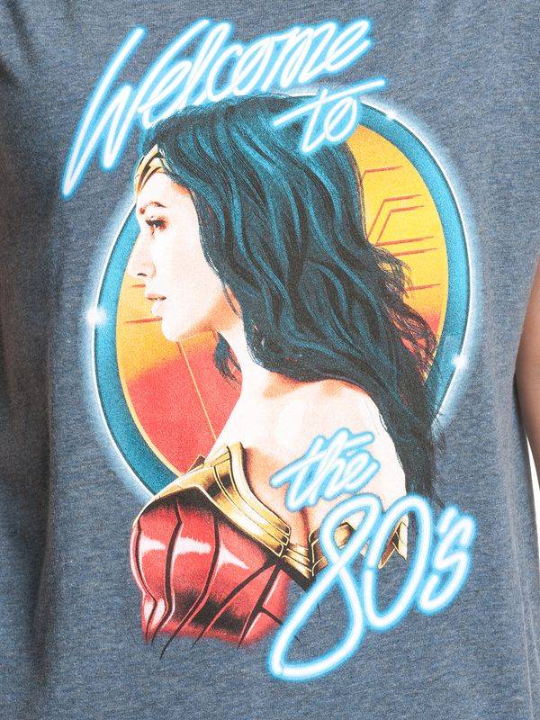 Nastrovje Potsdam Wonderwoman Welcome To 80's Damen Loose-Shirt Blau Meliert
