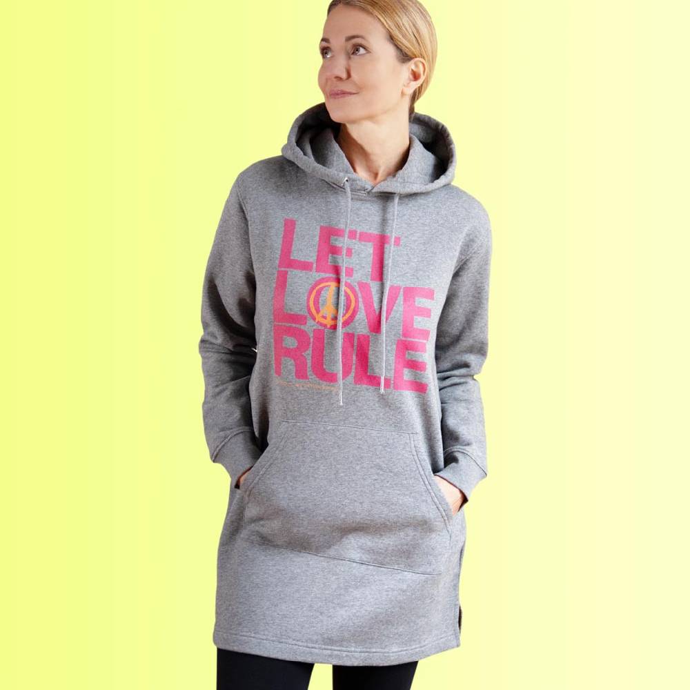 Natural Born Yogi Let Love Rule Pink – Sweatshirt Hoodie-Kleid