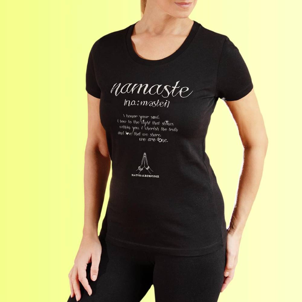 Natural Born Yogi Namaste Love – Yoga Shirt Schwarz