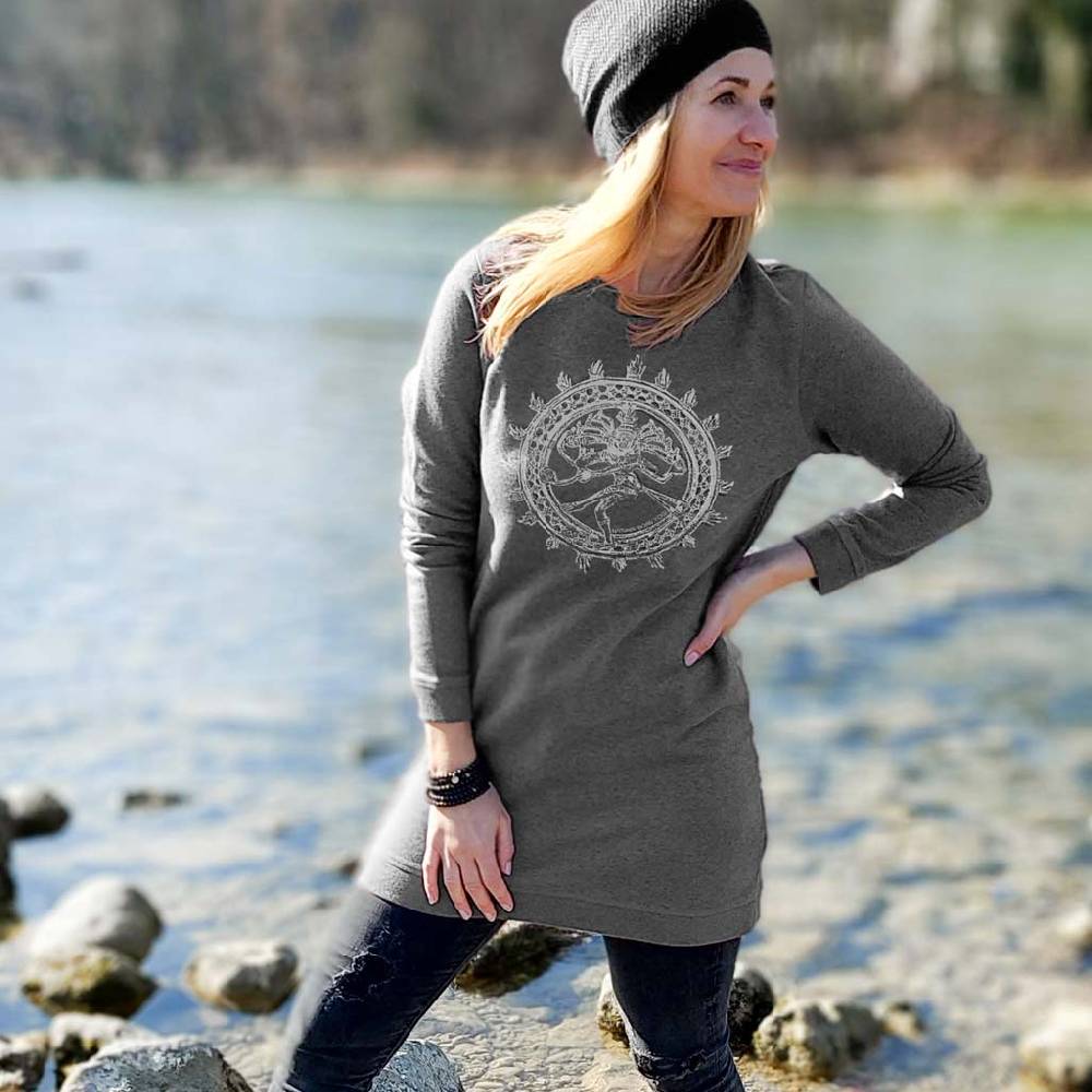 Natural Born Yogi Shiva Fever – Sweatshirt Kleid grau