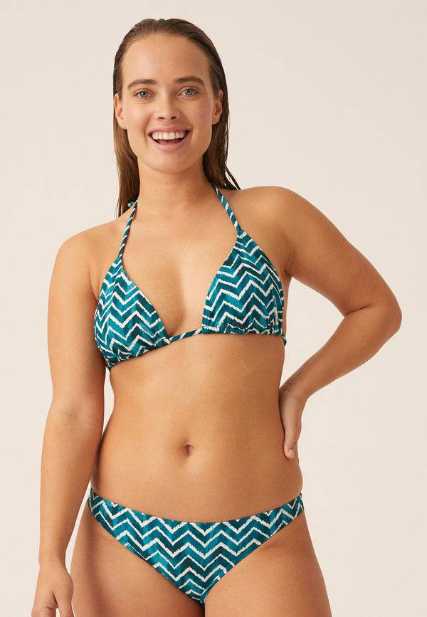 Naturana Bikini-Oberteil The Zig-Zag Mit Schale - Smaragd-Ecru