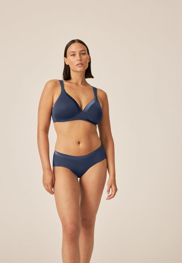Naturana Bügelloser BH Mit Schale Und Glanzband - Navy
