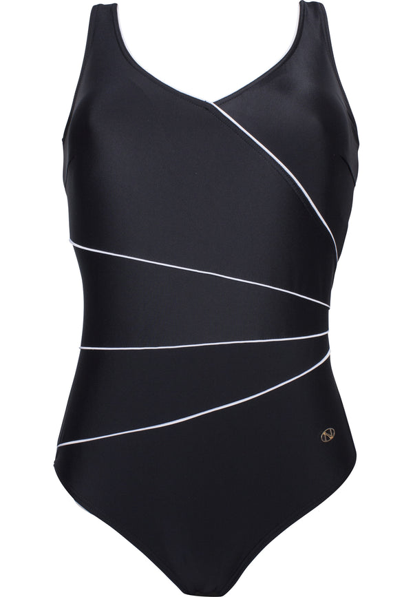 Naturana Klassischer Corsage-Badeanzug - Schwarz-Weiss