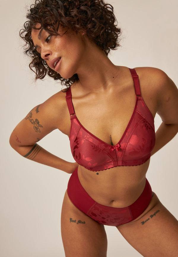 Naturana Minimizer Slip Im Blumenmuster - Deep Claret