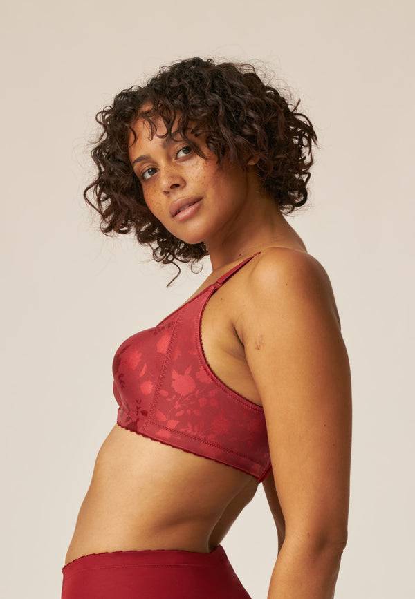 Naturana Minimizer Soft-BH In Blumenmuster - Deep Claret