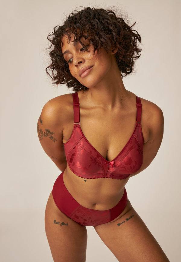 Naturana Minimizer Soft-BH In Blumenmuster - Deep Claret