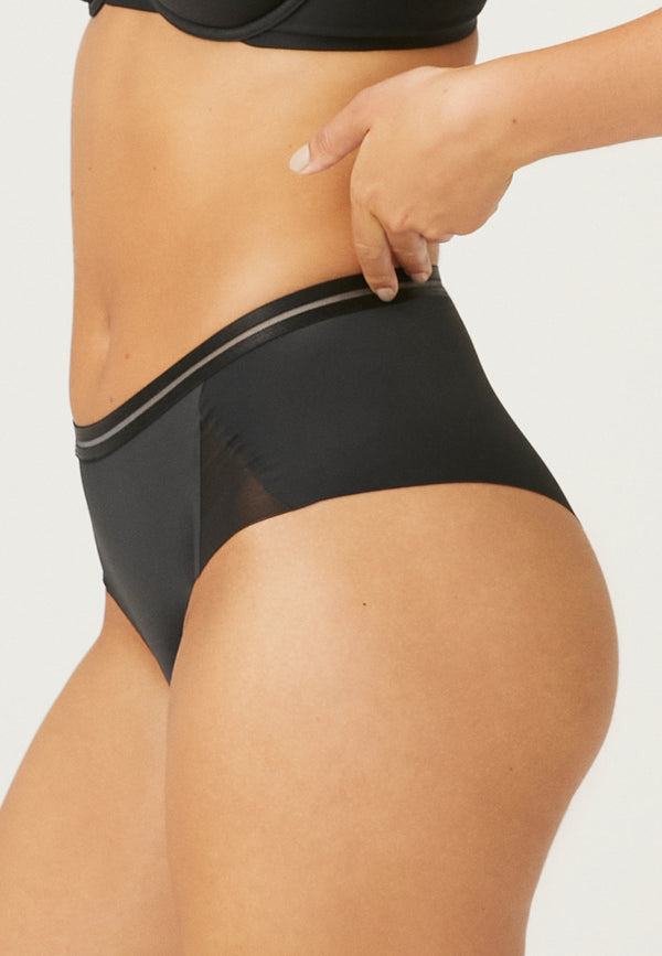 Naturana Clean Cut Panty Mit Mesh-Details - Schwarz