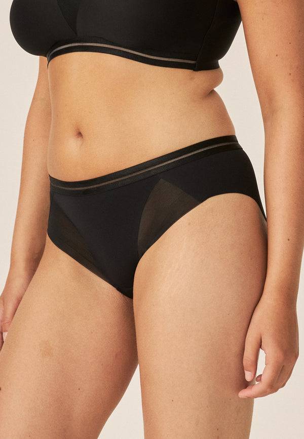 Naturana Clean Cut Slip Mit Mesh-Details - Schwarz