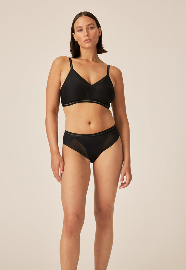 Naturana Clean Cut Slip Mit Mesh-Details - Schwarz