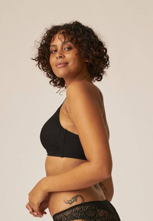 Naturana Soft-BH Mit Schale Und Spitze - Schwarz