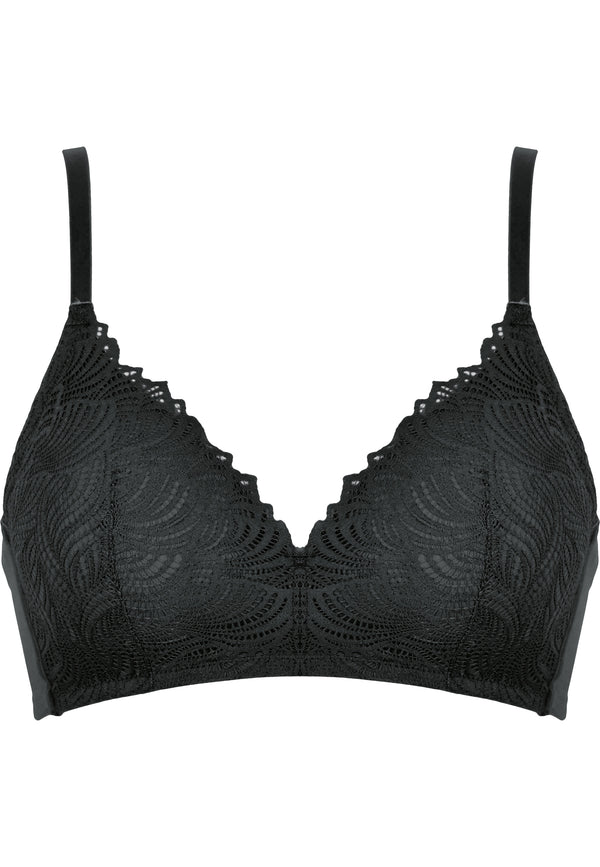Naturana Soft-BH Mit Schale Und Spitze - Schwarz