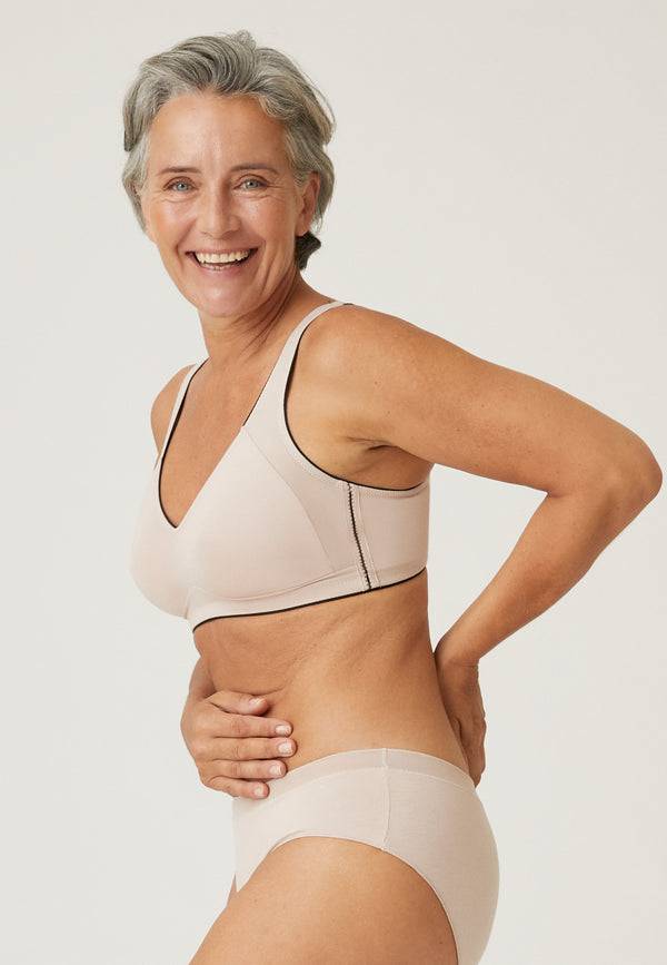 Naturana Natürlicher Baumwoll-Soft-BH - Light Beige/Schwarz