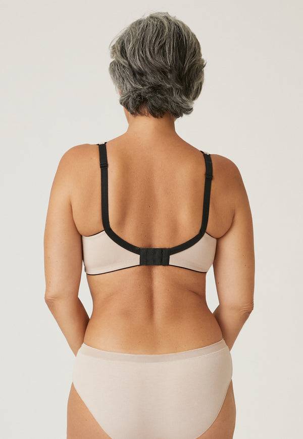 Naturana Natürlicher Baumwoll-Soft-BH - Light Beige/Schwarz