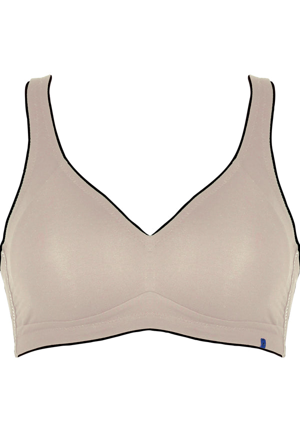 Naturana Natürlicher Baumwoll-Soft-BH - Light Beige/Schwarz