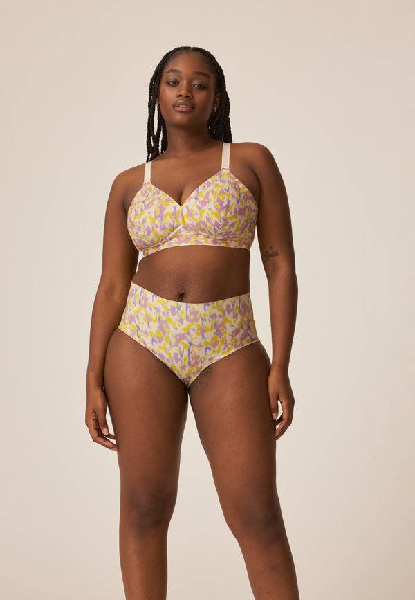 Naturana Soft-BH Mit Side Smoother Effekt - Smoked Orchid Print