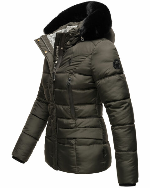 Navahoo Loveleen Damen Winter Steppjacke Mit Teddyfell Und Fellkragen