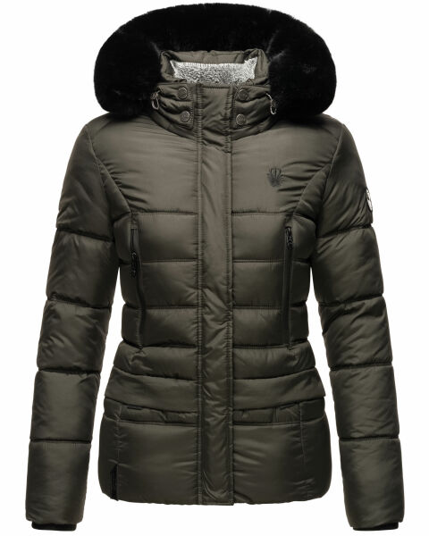 Navahoo Loveleen Damen Winter Steppjacke Mit Teddyfell Und Fellkragen