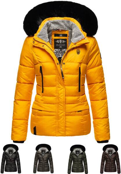 Navahoo Loveleen Damen Winter Steppjacke mit Teddyfell und Fellkragen